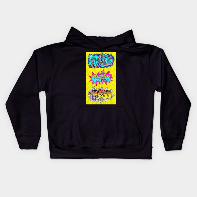 Music Tags Rock letters Kids Hoodie by LowEndGraphics